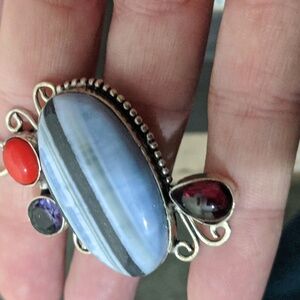 Owly opal and cinnabar Garnet iolote